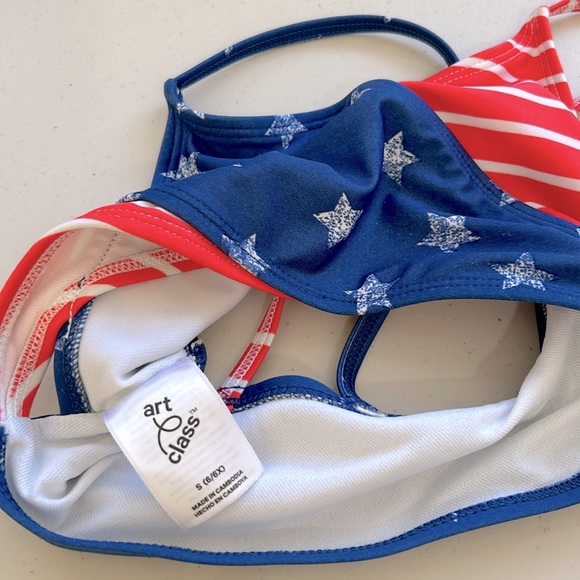 Art Class Kids Swimsuit Red White Blue Bikini Set size Small - Picture 6 of 7